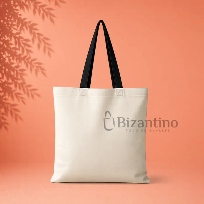 Bolsa de Algodón Crudo Asa Negra 42x38