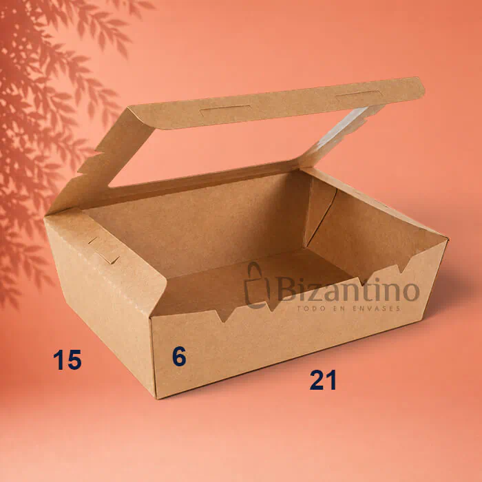 Caja kraft ventana 1600 ml. (21x15x6 cm) (2)