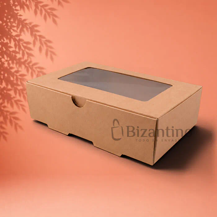 Caja kraft ventana delivery 1500 ml. (20x14x5 cm)