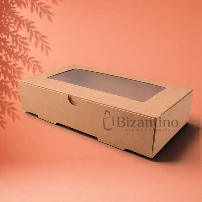 Caja kraft ventana delivery 1800 ml. (24x14x5 cm)