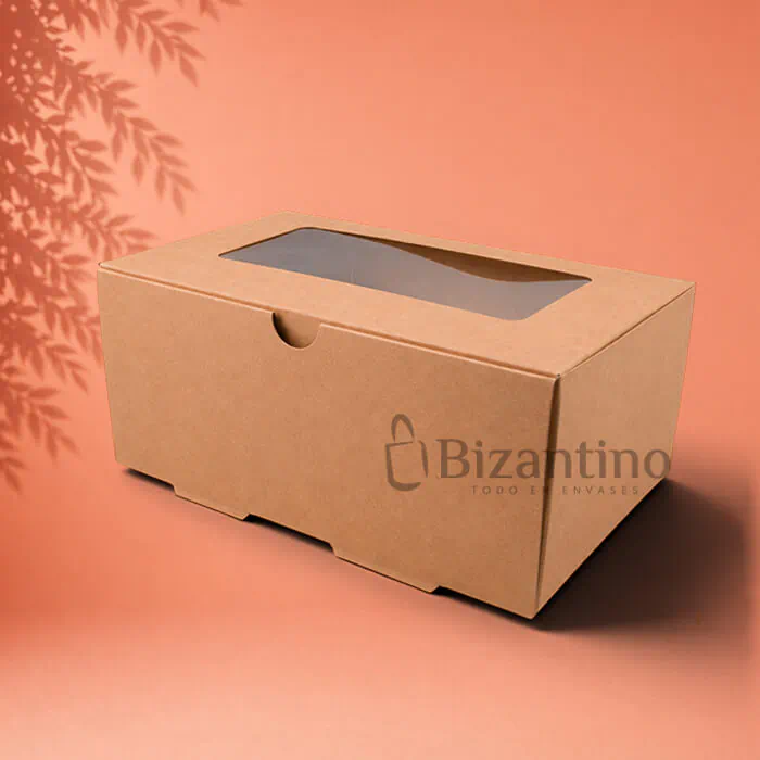 Caja kraft ventana delivery 2400 ml. (20x14x8 cm)